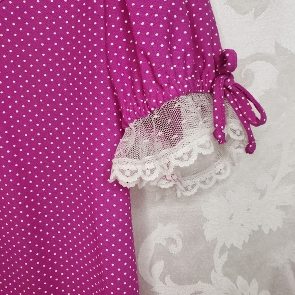 1970s‎ Vintage Hot pink Polka Dot Top - Picture 3 of 7